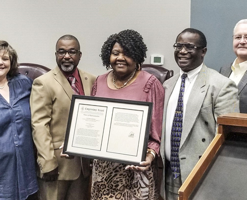 MP resident Mrs. White is honored by City Council for her service to the community.