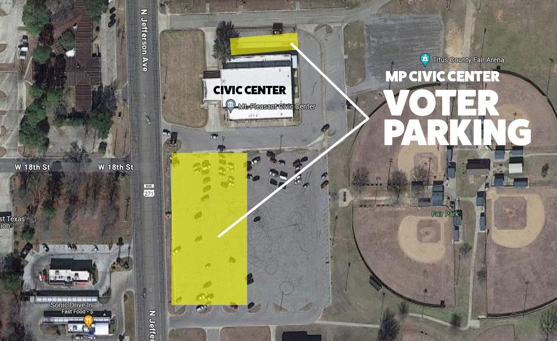Voter parking map for the Civic Center.
