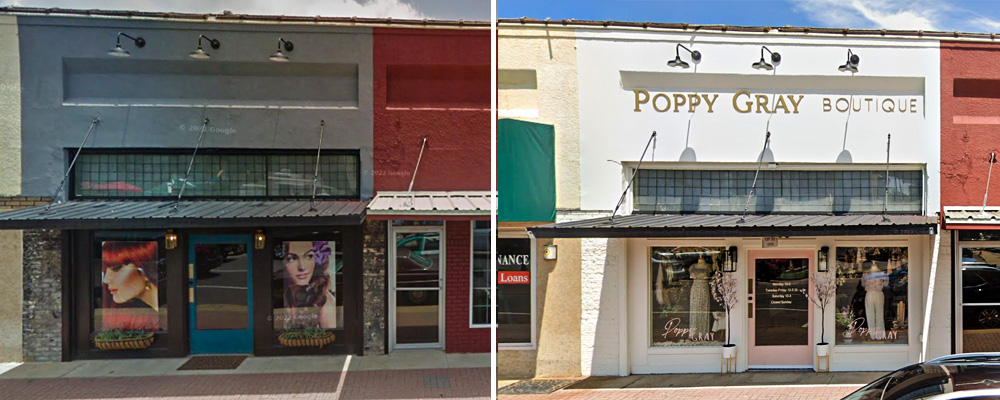 Before and after images of a Main Street Facade Grant upgrade.