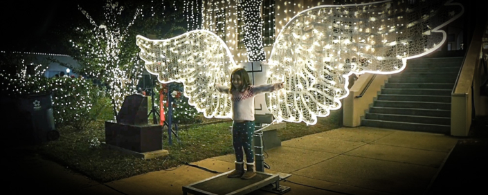Angel wing lights in downtown Mount Pleasant.