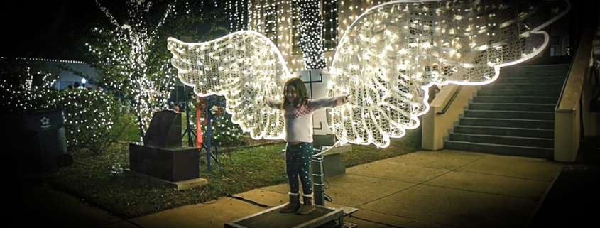 Angel wing lights in downtown Mount Pleasant.